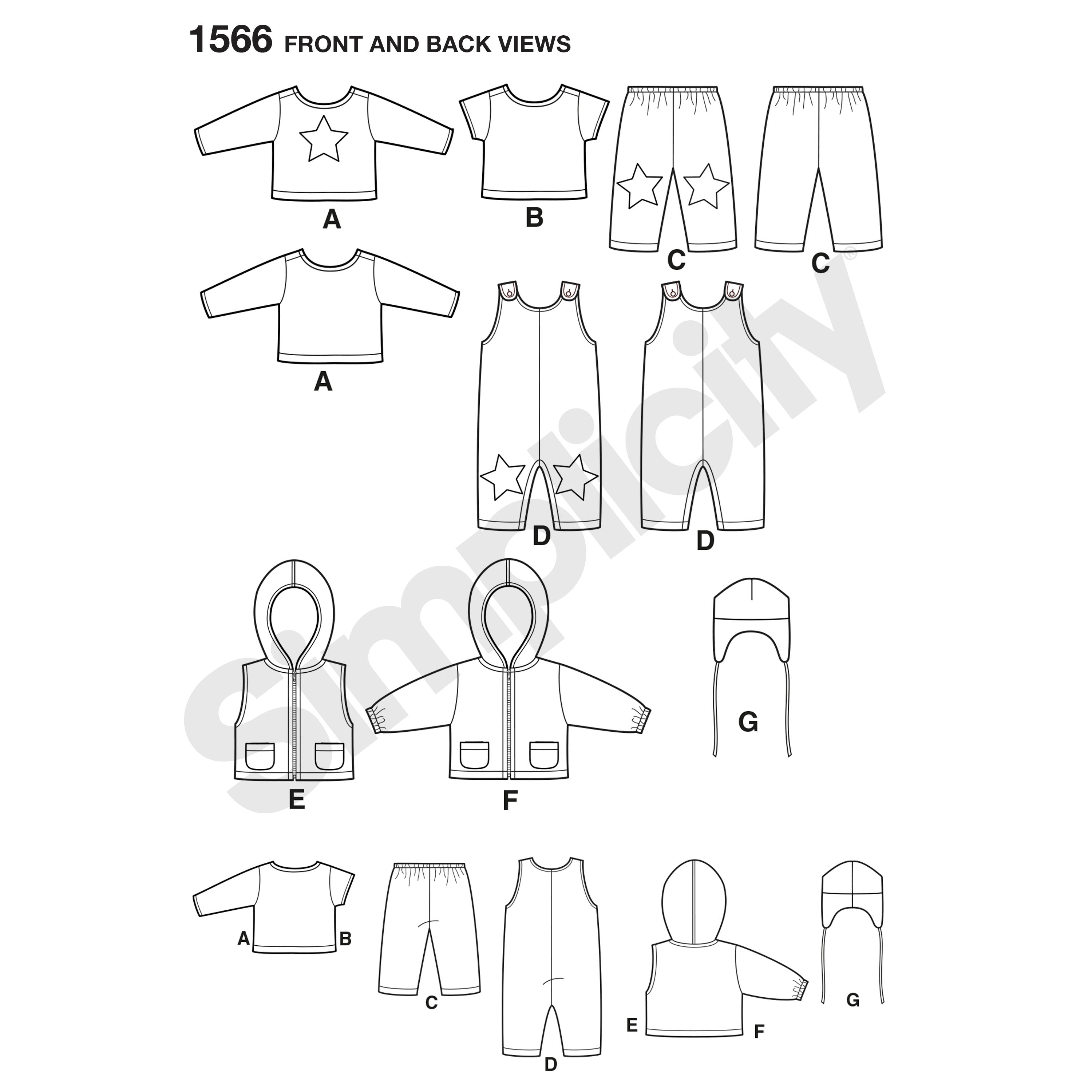 Simplicity Sewing Pattern 1566 Babies’ Separates