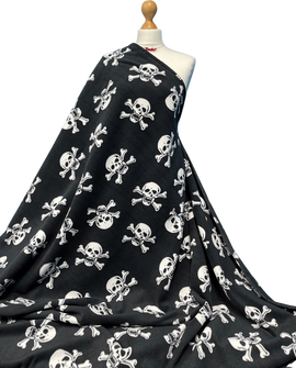 Buy white-skulls Printed Polar Fleece Fabric Skull Prints