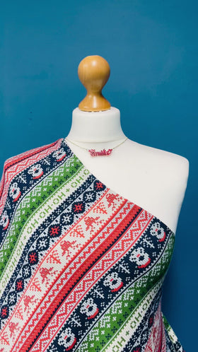 Reindeer Xmas Print French Terry Brushed Back - 0
