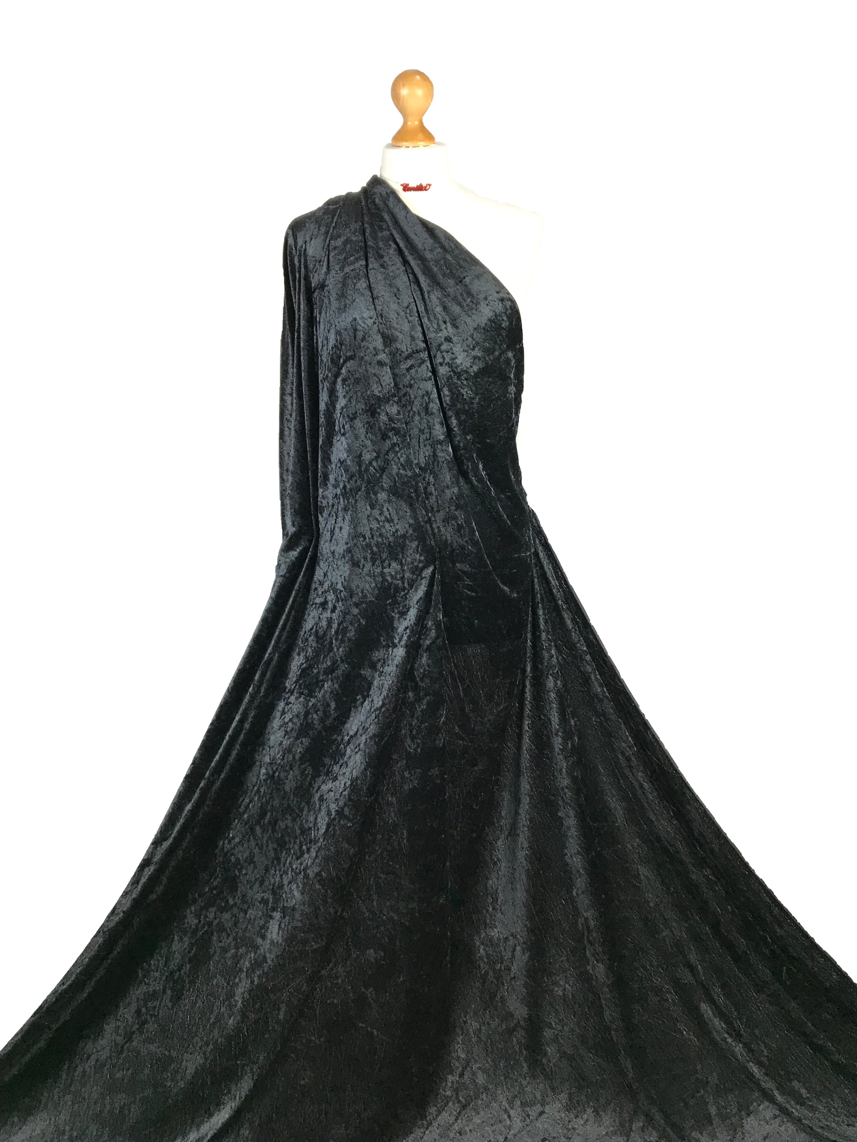 Buy black Crushed Velvet 2 Way Stretch Fabric