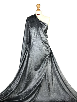 Buy grey Crushed Velvet 2 Way Stretch Fabric