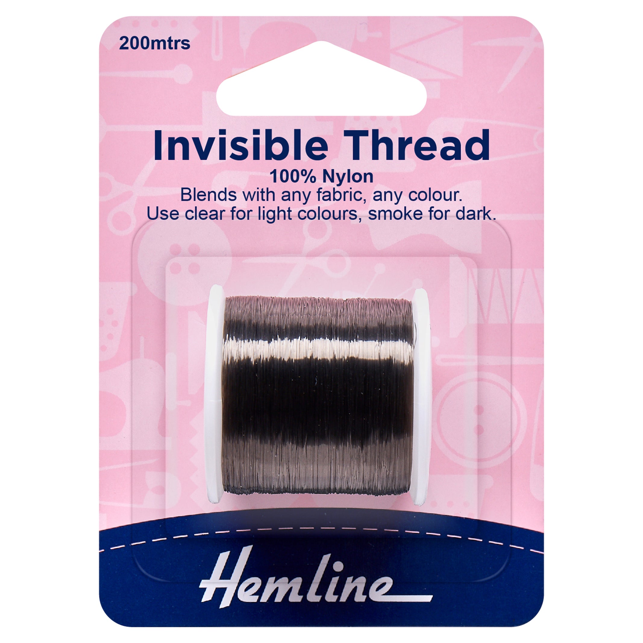 Hemline 100% Nylon Invisible Sewing Thread Spool 200m