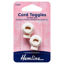 Hemline Cord Toggles: 6mm: 2 Pieces-2