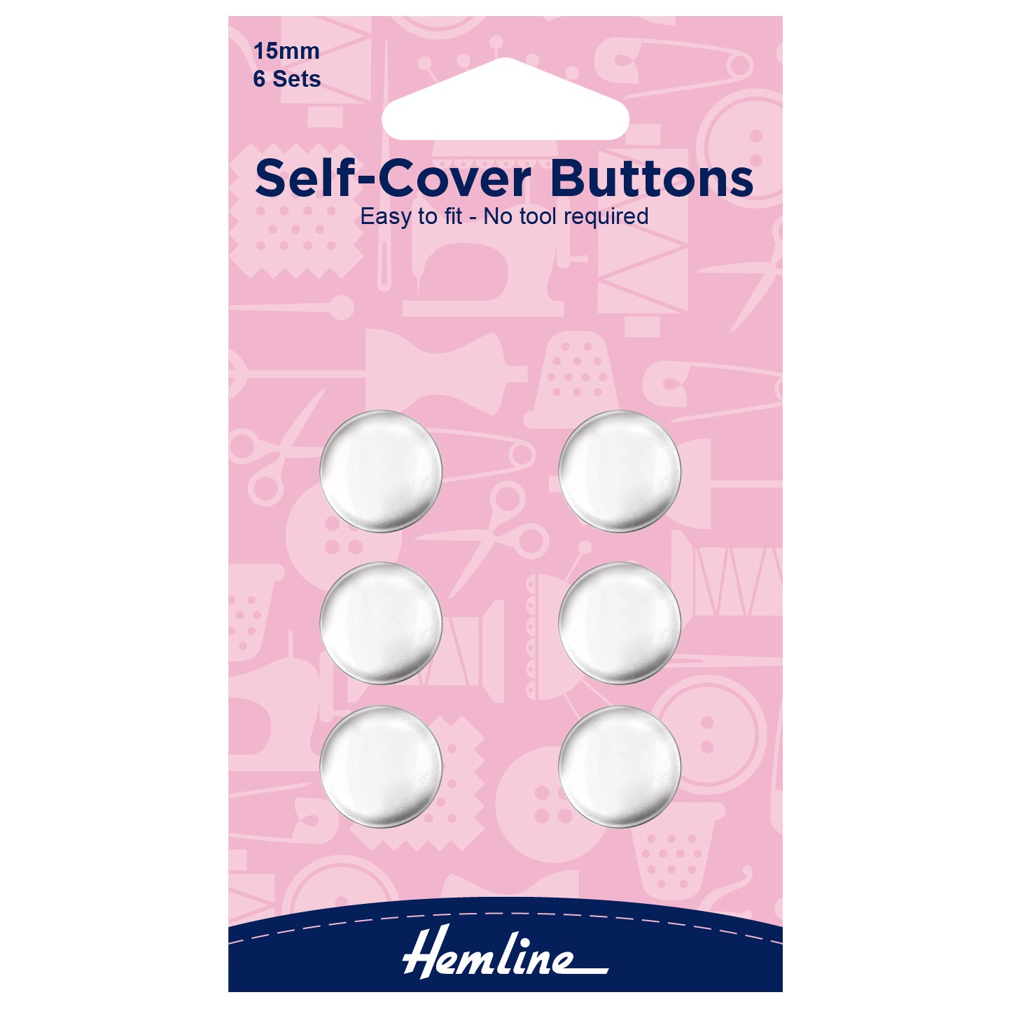 Hemline Buttons: Self-Cover: Metal Top