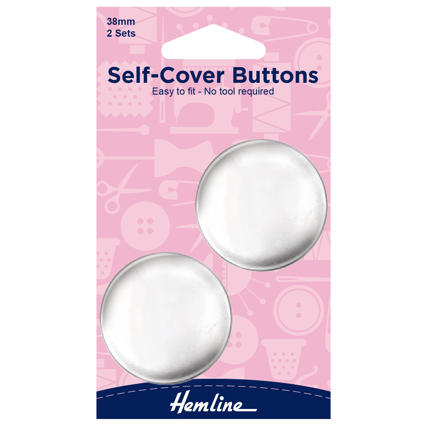 Hemline Buttons: Self-Cover: Metal Top