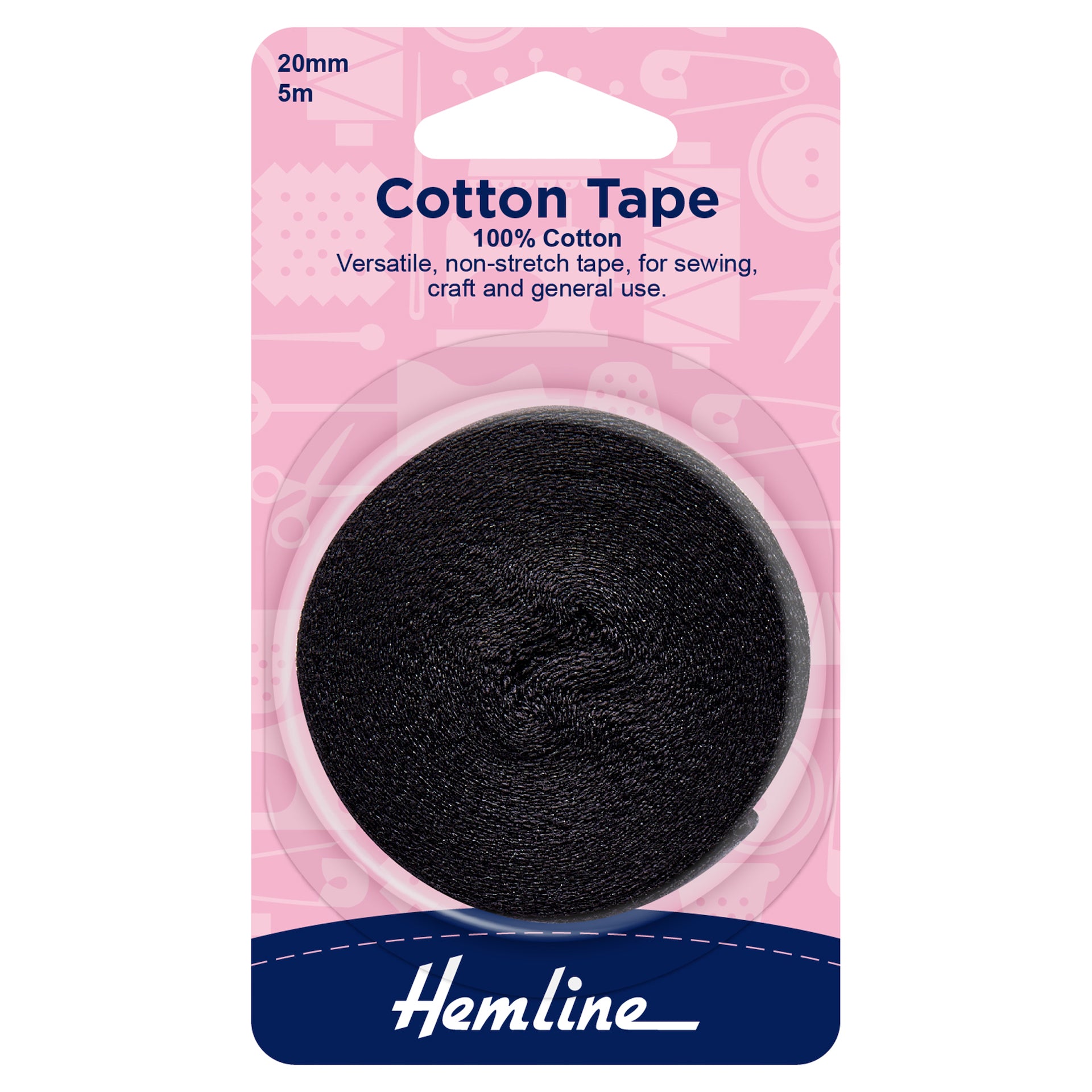 Hemline Cotton Tape: 5m x 20mm - 0