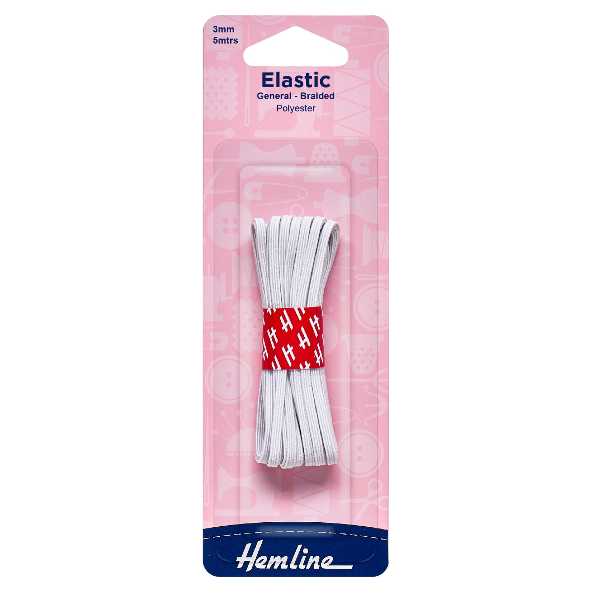 Hemline General Purpose Braided Elastic: 5m x 3mm - 0