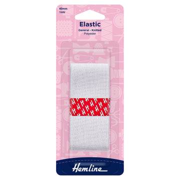 Hemline General Purpose Knitted Elastic: 1m x 40mm - 0