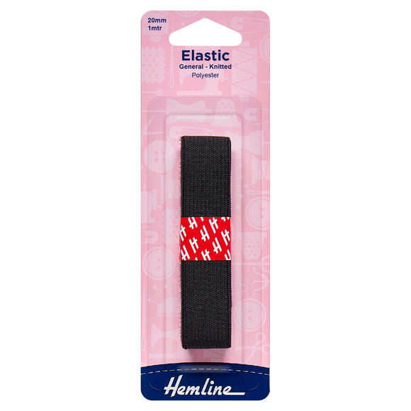 Hemline General Purpose Knitted Elastic: 1m x 20mm