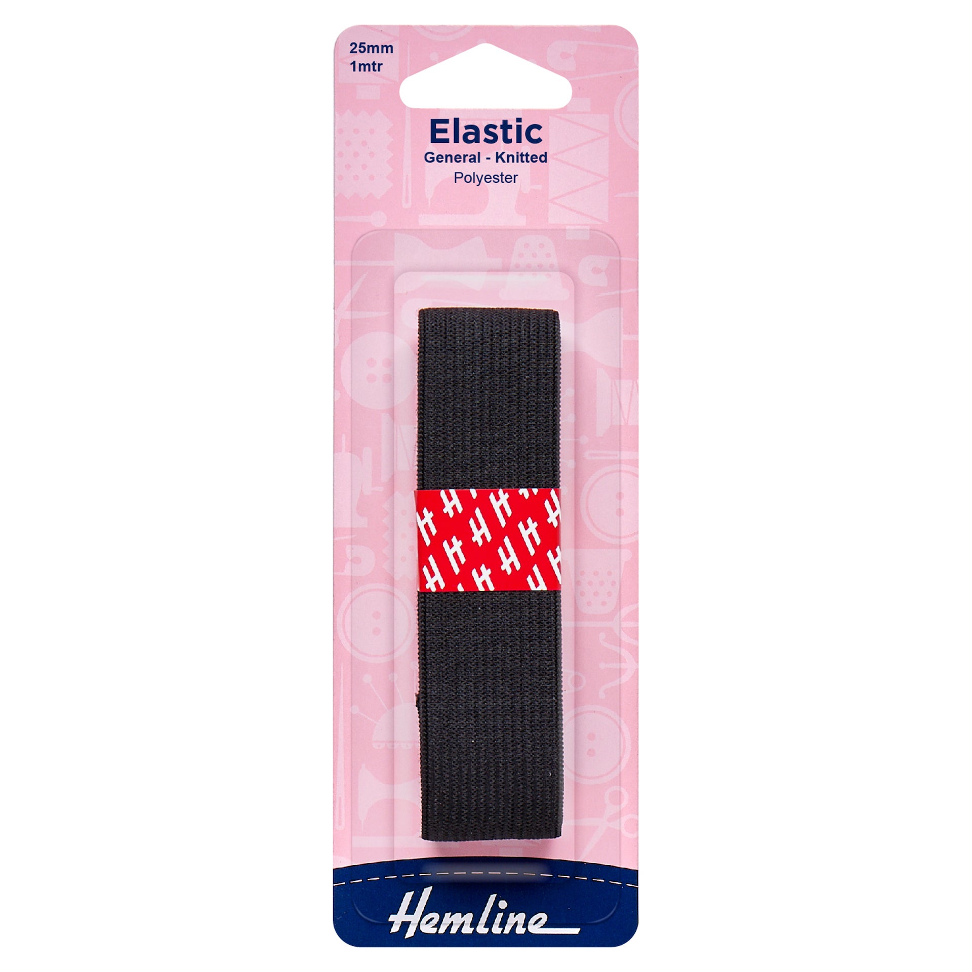 Hemline General Purpose Knitted Elastic: 1m x 25mm