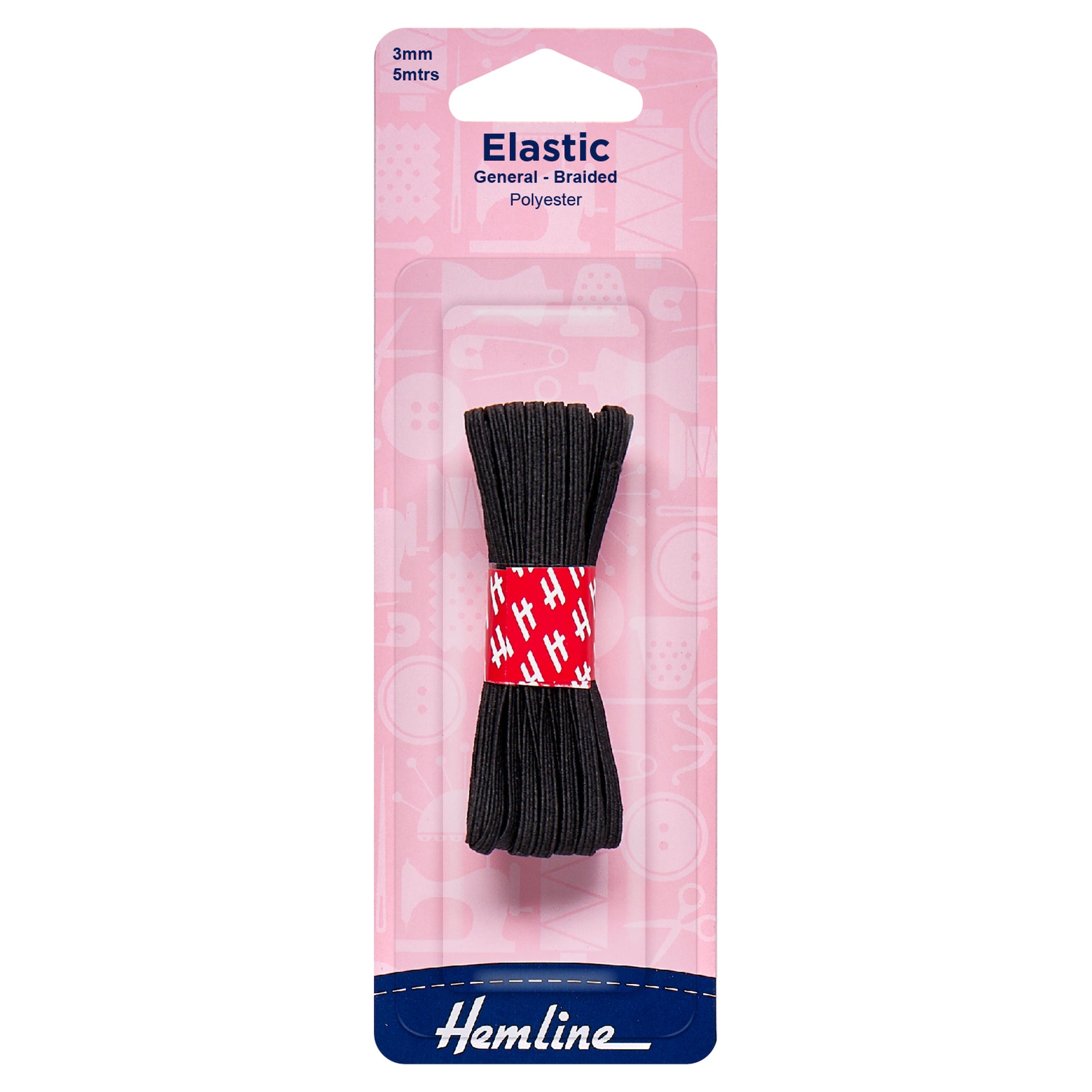 Hemline General Purpose Braided Elastic: 5m x 3mm