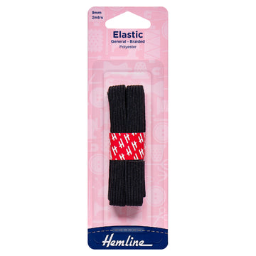 Hemline General Purpose Braided Elastic: 2m x 9mm - 0