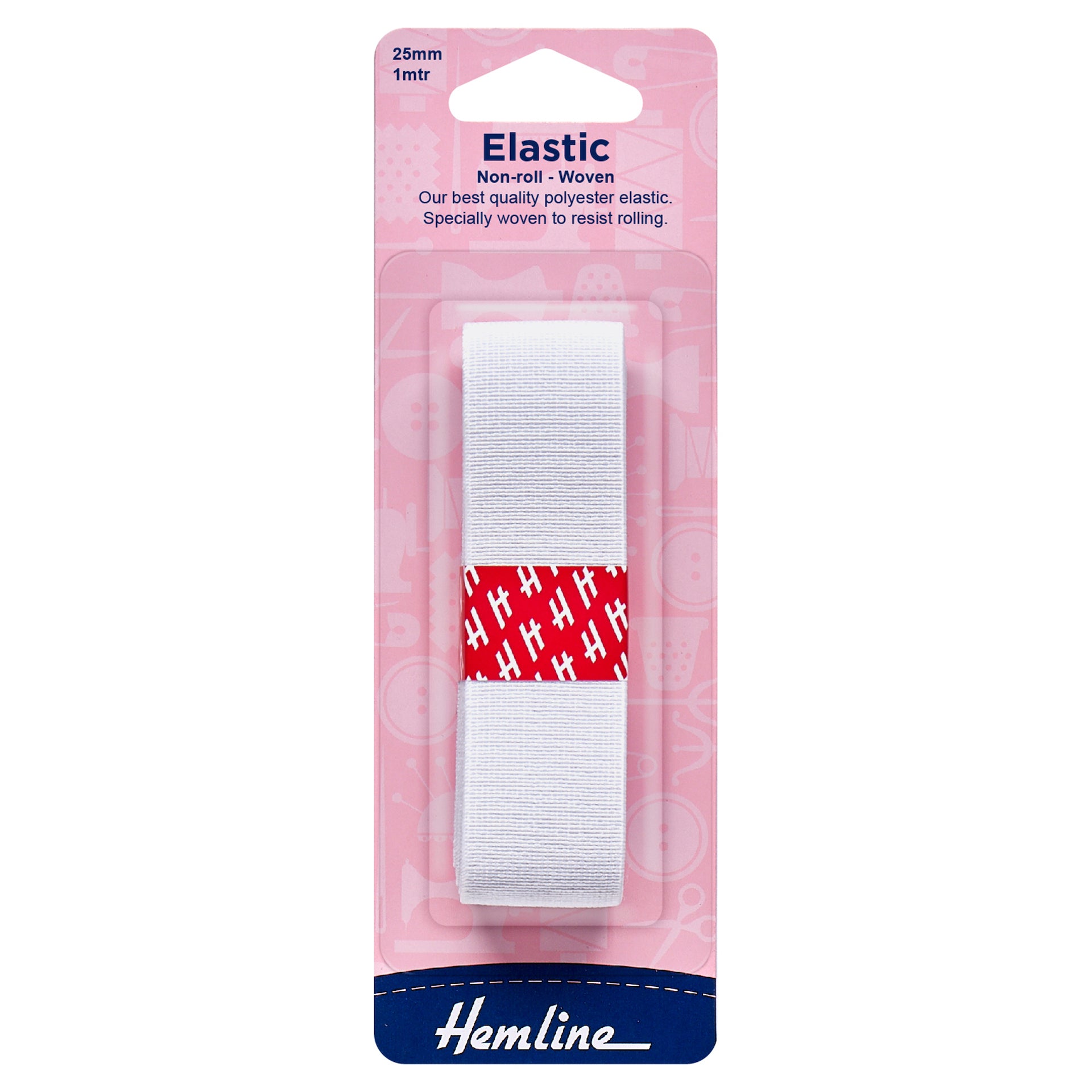 Hemline Woven Non Roll Elastic: 1m x 25mm