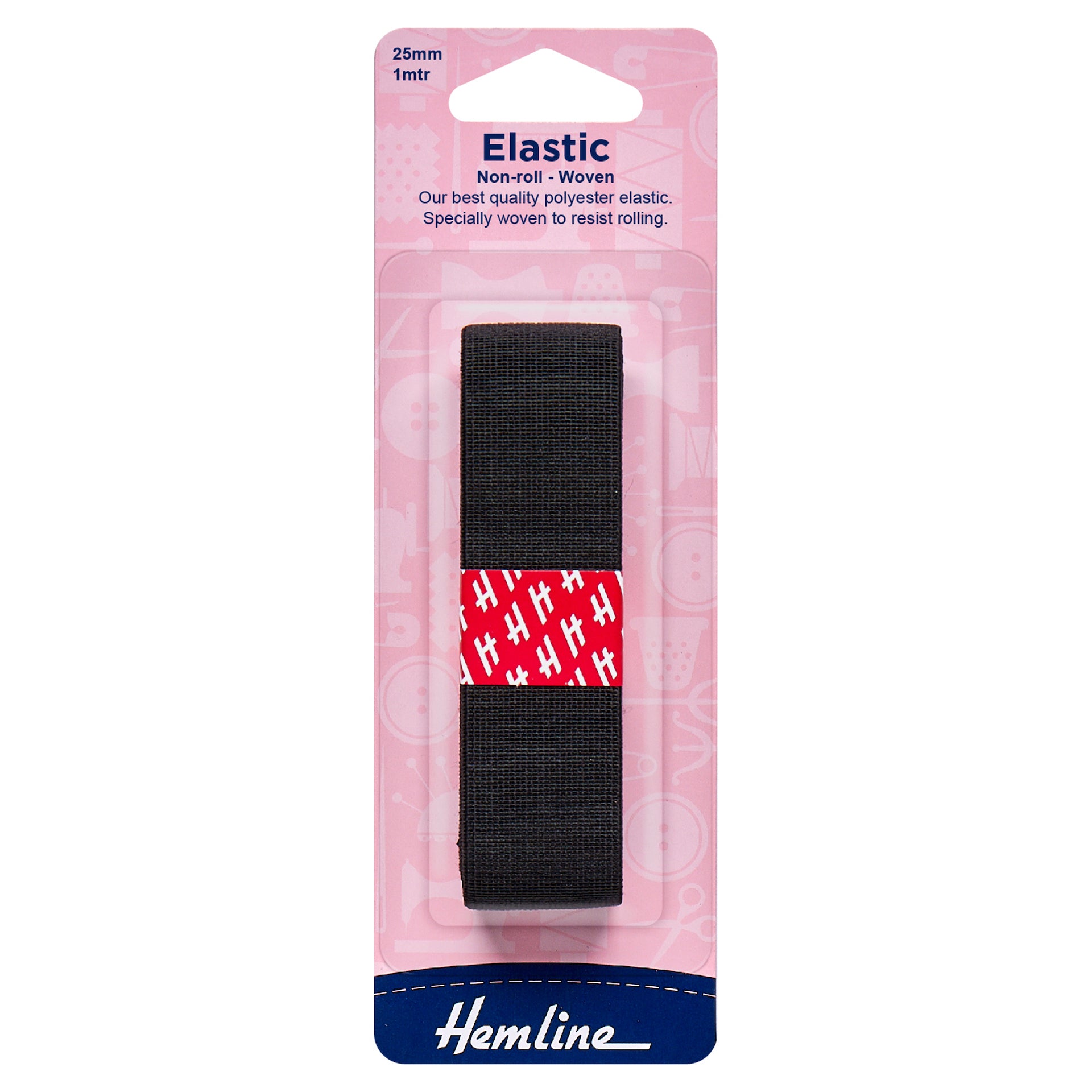 Hemline Woven Non Roll Elastic: 1m x 25mm