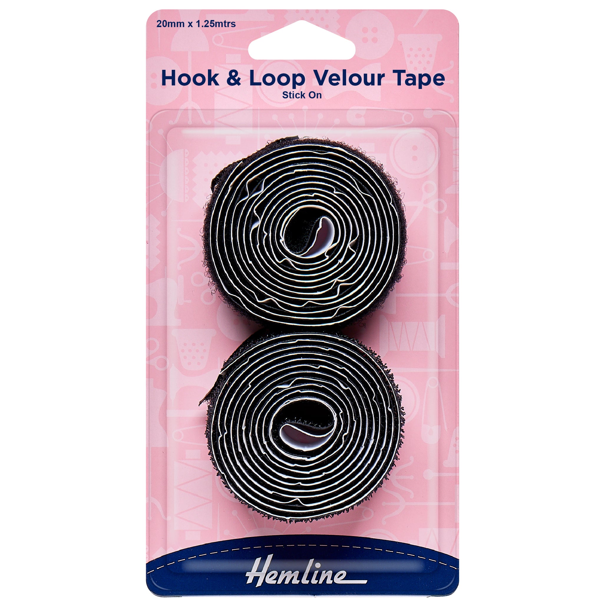 Hemline Hook & Loop Tape: Stick-On: Value Pack: 1.25m x 20mm - 0