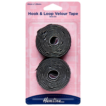 Hemline Hook & Loop Tape: Stick-On: Value Pack: 1.25m x 20mm - 0