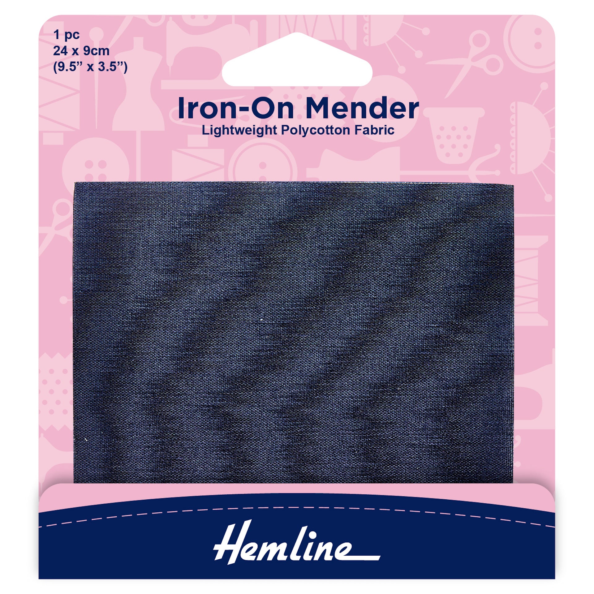 Buy navy Hemline Polycotton Patch: 24 x 9cm - 1pc