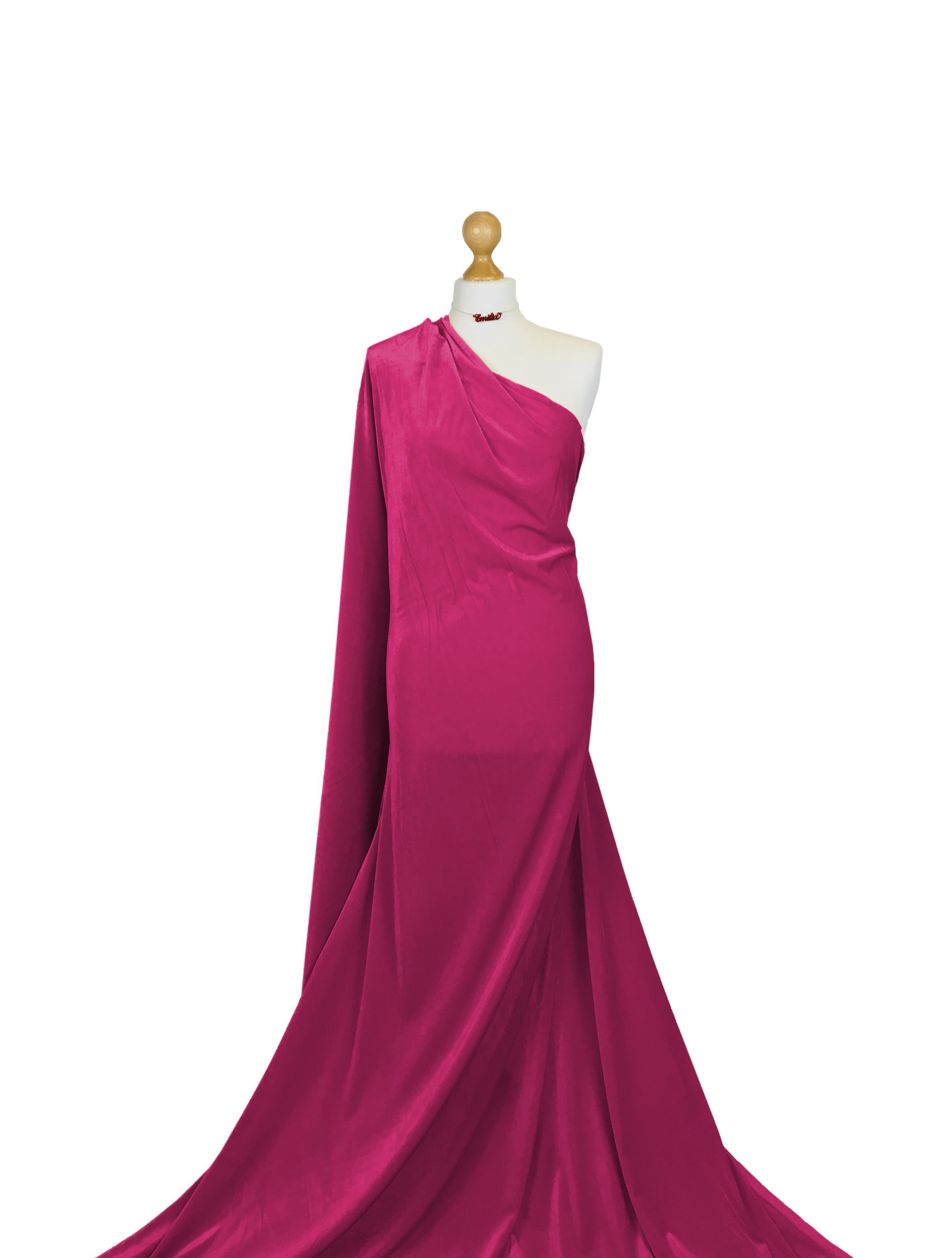 Buy cerise Velour Velvet 4 Way Stretch Fabric