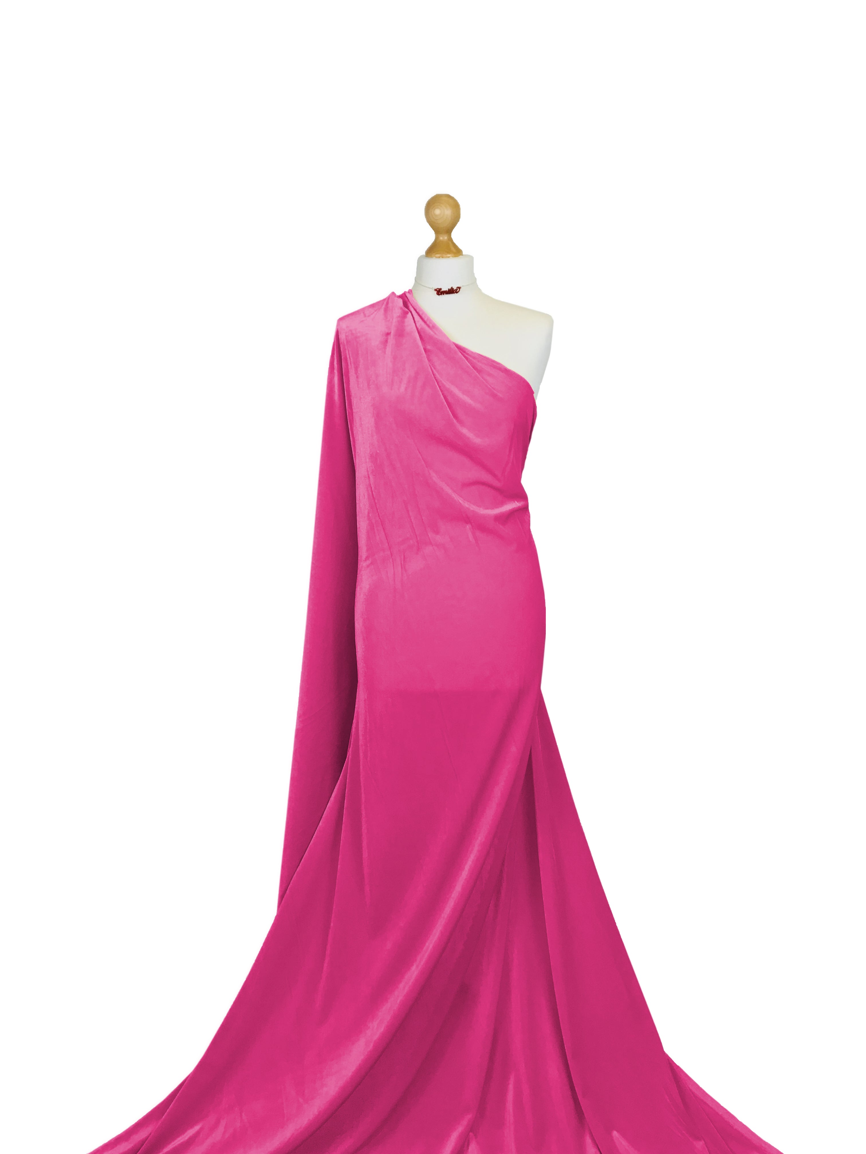 Buy flo-cerise Velour Velvet 4 Way Stretch Fabric