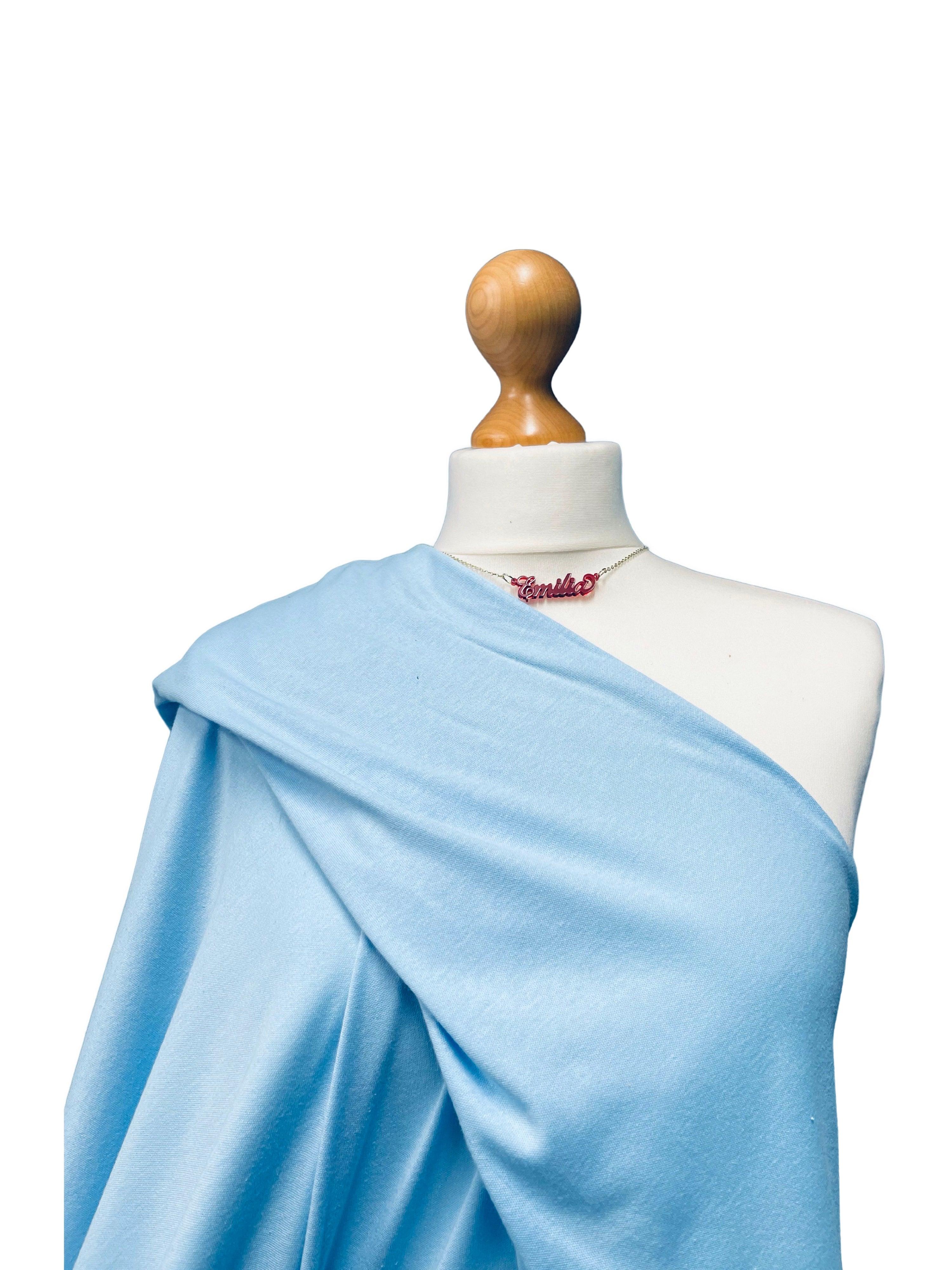 Baby Blue Cotton Interlock Fabric - Fabriques