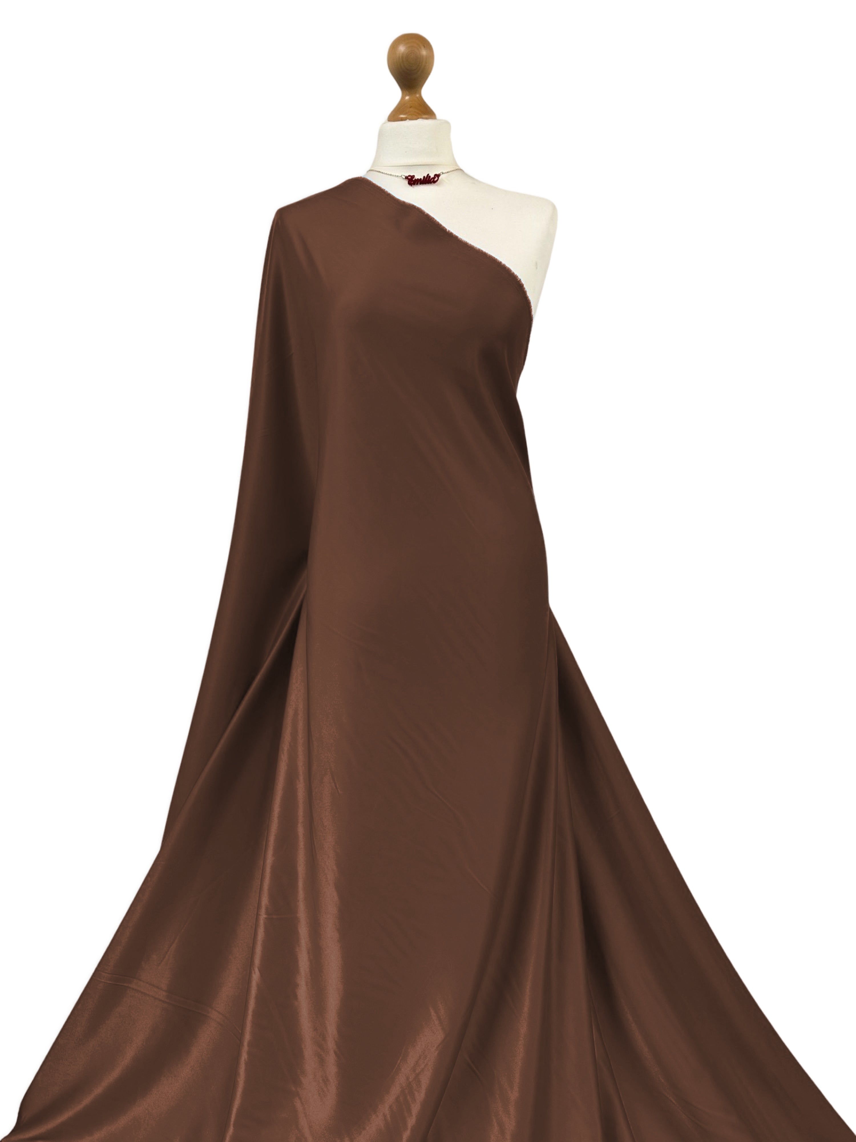 Brown Heavy stretch satin fabric