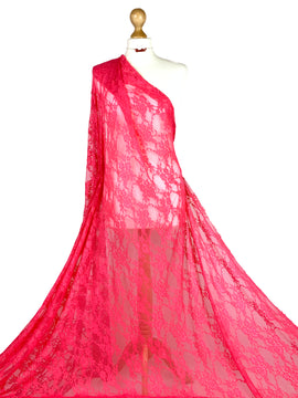 Buy coral Floral Lace 4 Way stretch Fabric