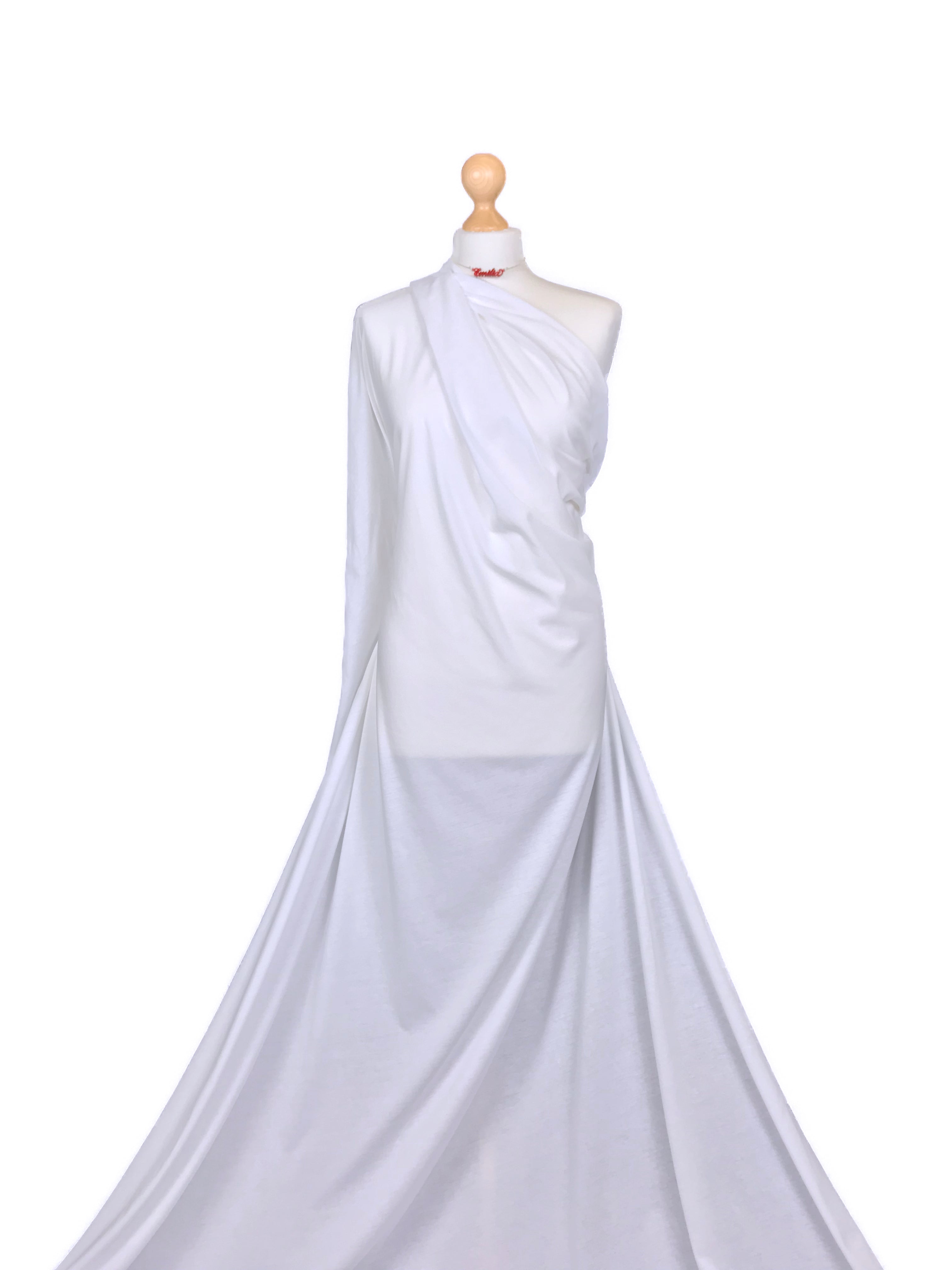 Buy white Viscose Jersey 4 Way Stretch Fabric