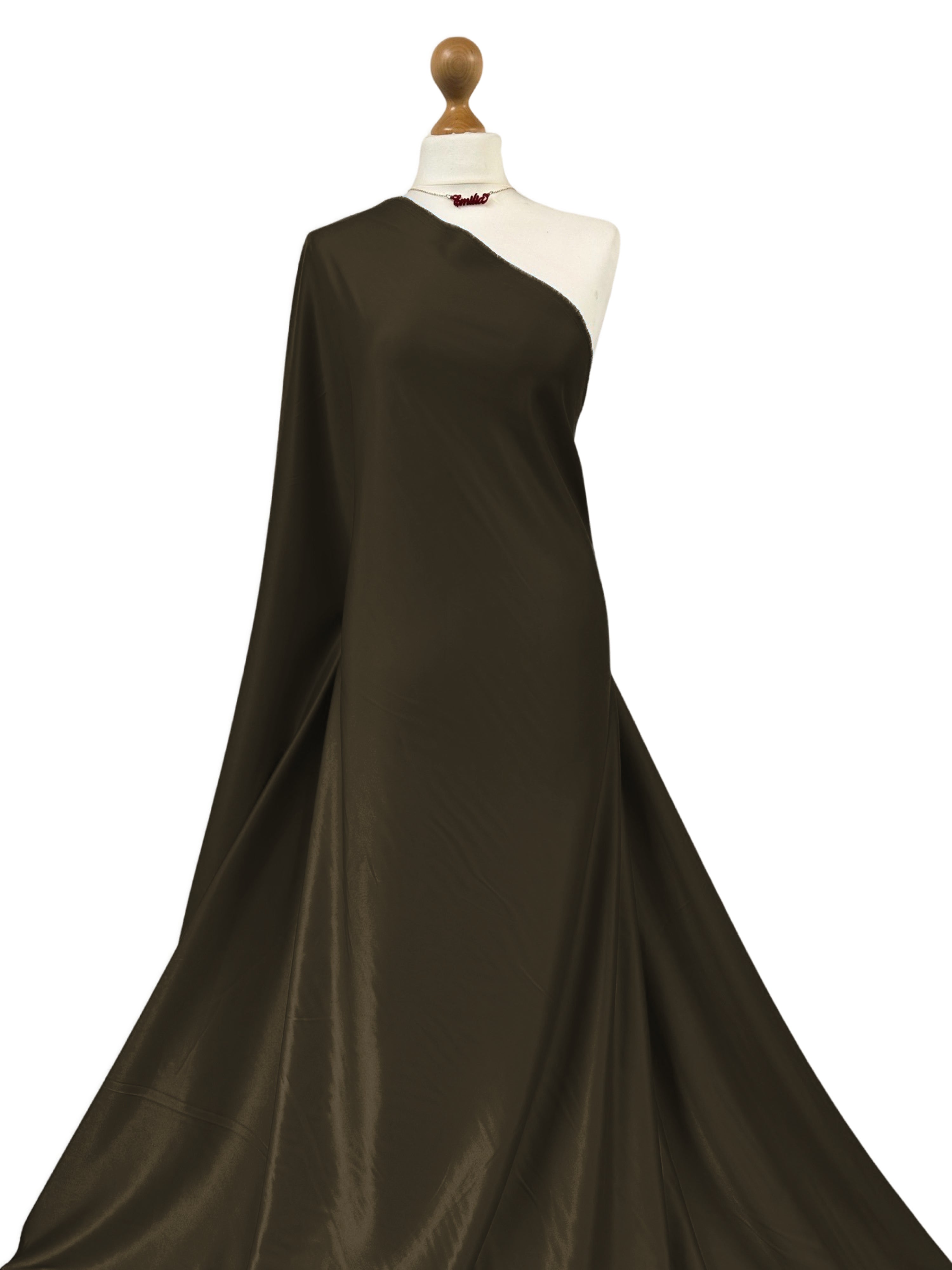 Buy khaki Heavy Stretch Satin 2 Way Stretch Fabric