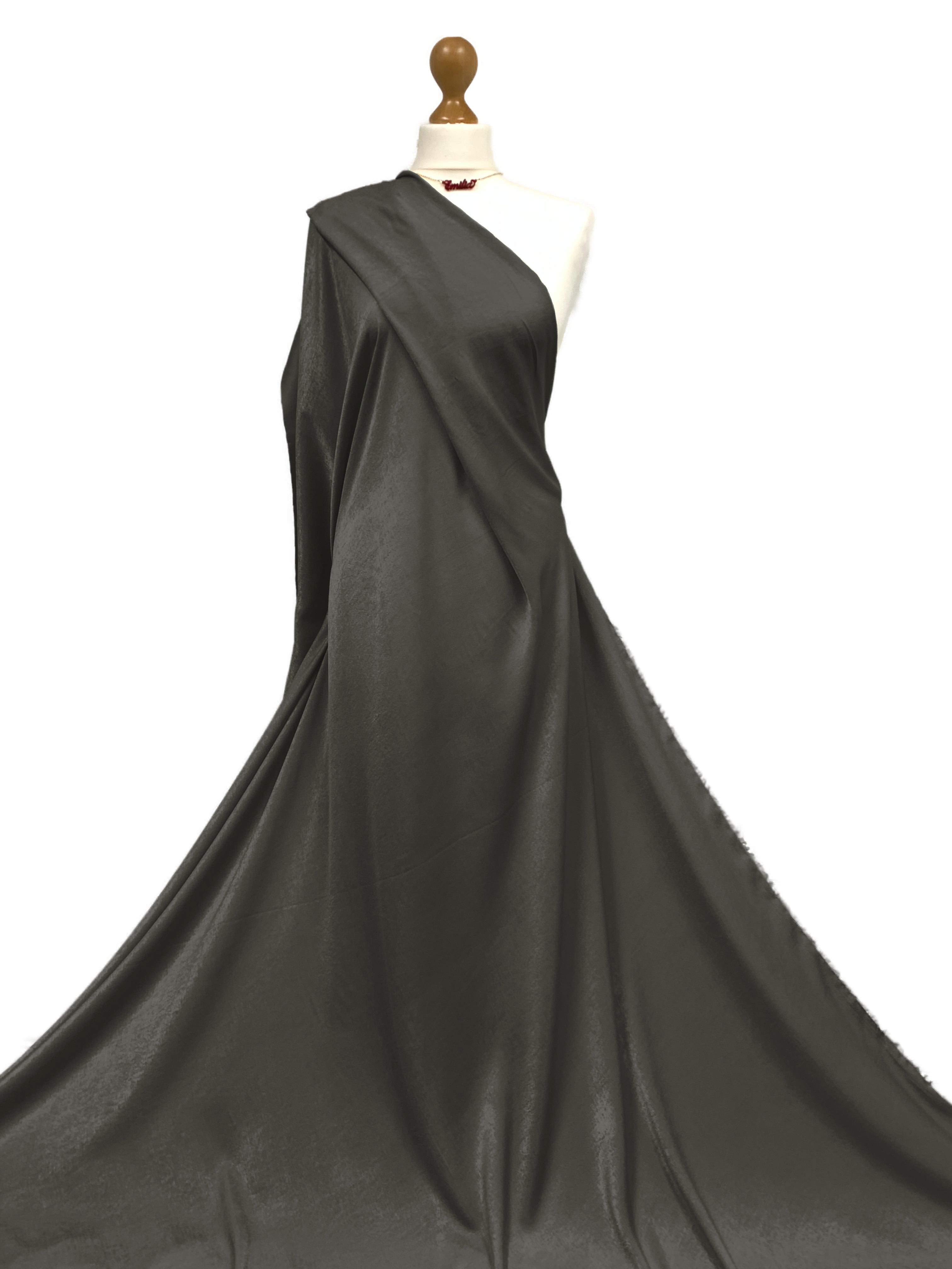 Buy grey Crepe Satin Fabric