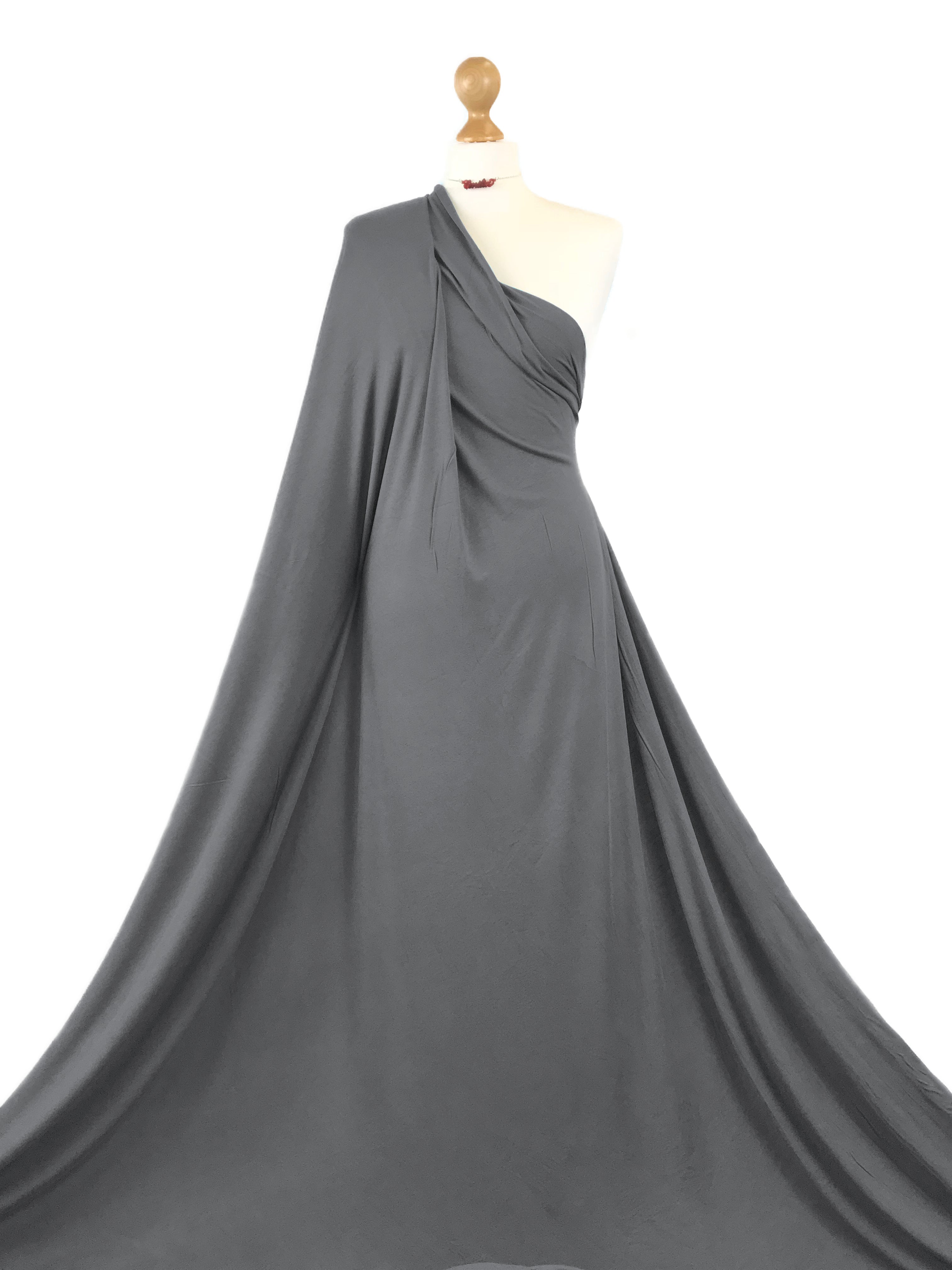 Buy grey Viscose Jersey 4 Way Stretch Fabric