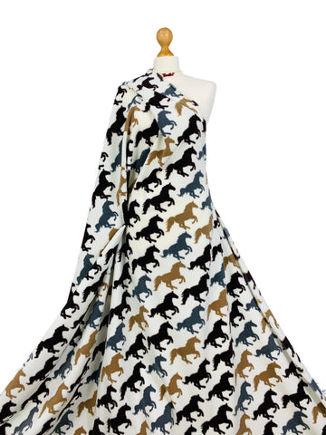 Buy horses-on-ivory Printed Polar Fleece Fabric Animal Prints