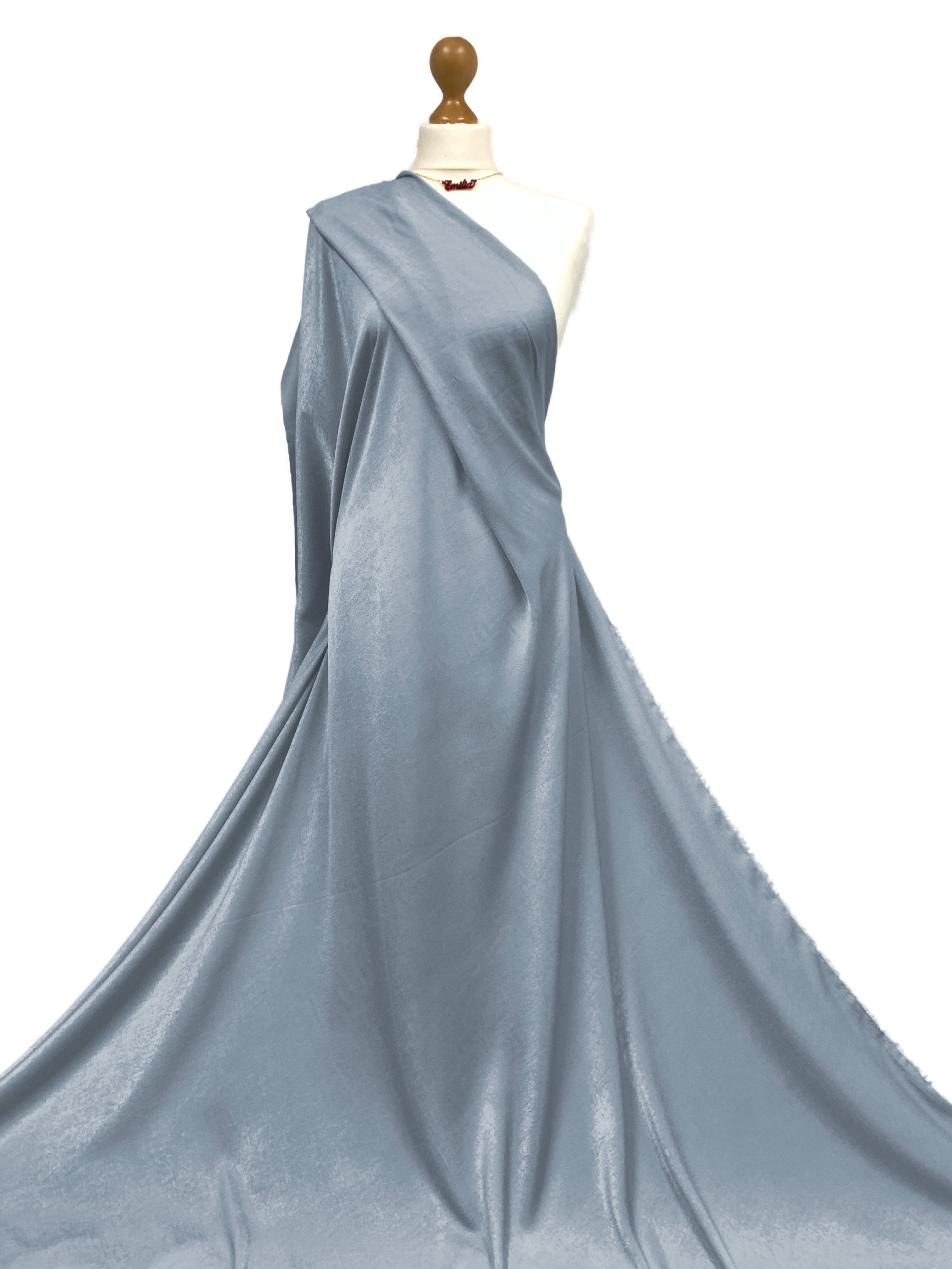 Buy ice-blue Crepe Satin Fabric