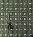 Bottle Green Xmas Tree Print French Terry Brushed Back Fabric-2