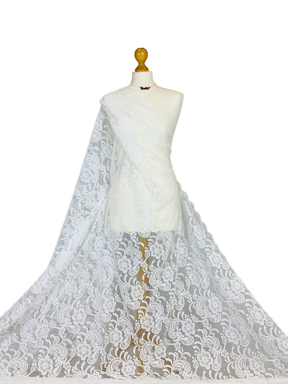 Crochet Scalloped Floral Lace 2 Way Stretch Fabric