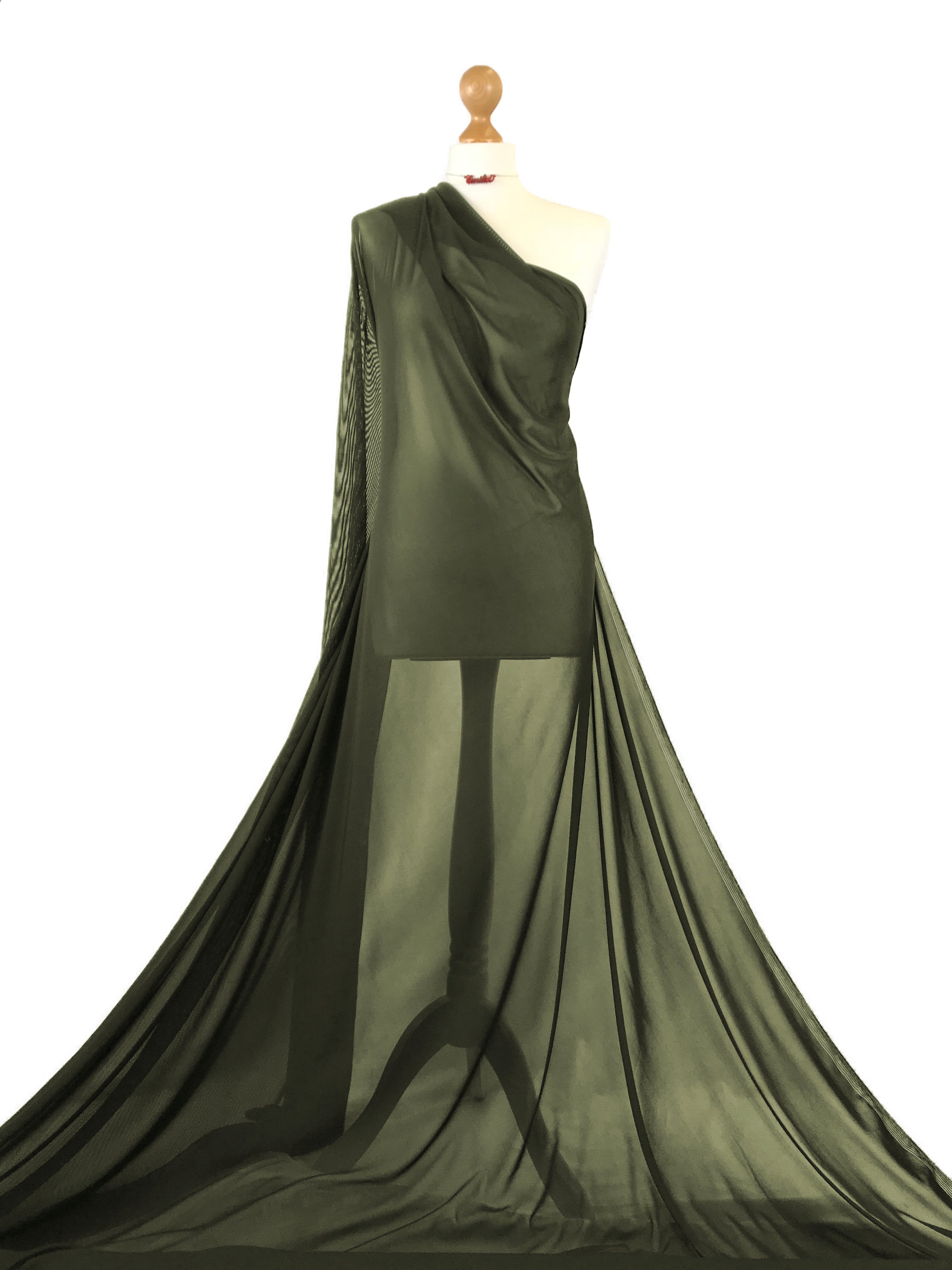 Buy khaki Powernet 4 Way Stretch Tulle Fabric