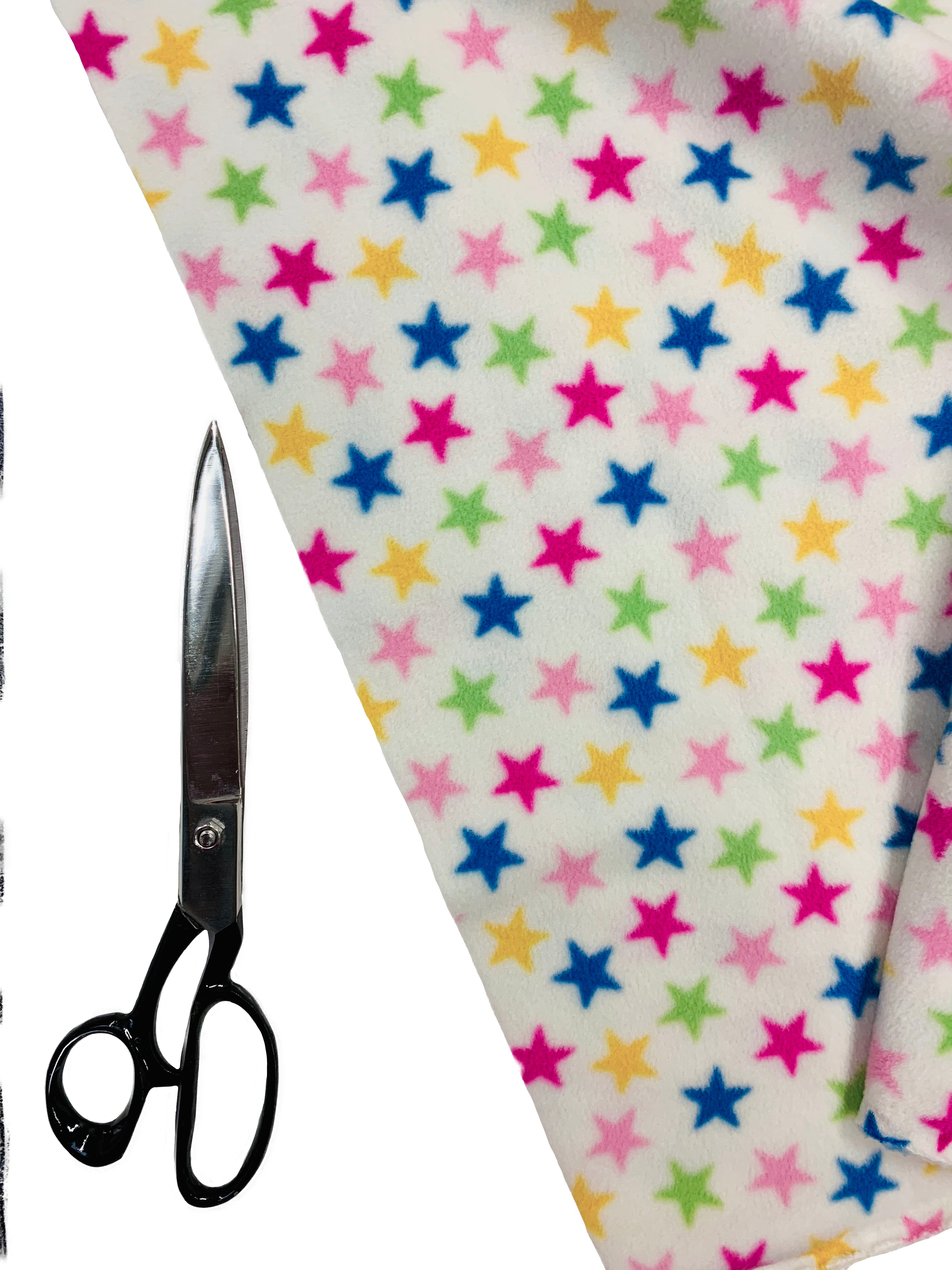 Buy ivory-multi-stars Printed Polar Fleece Fabric Spots &amp; Stars Prints