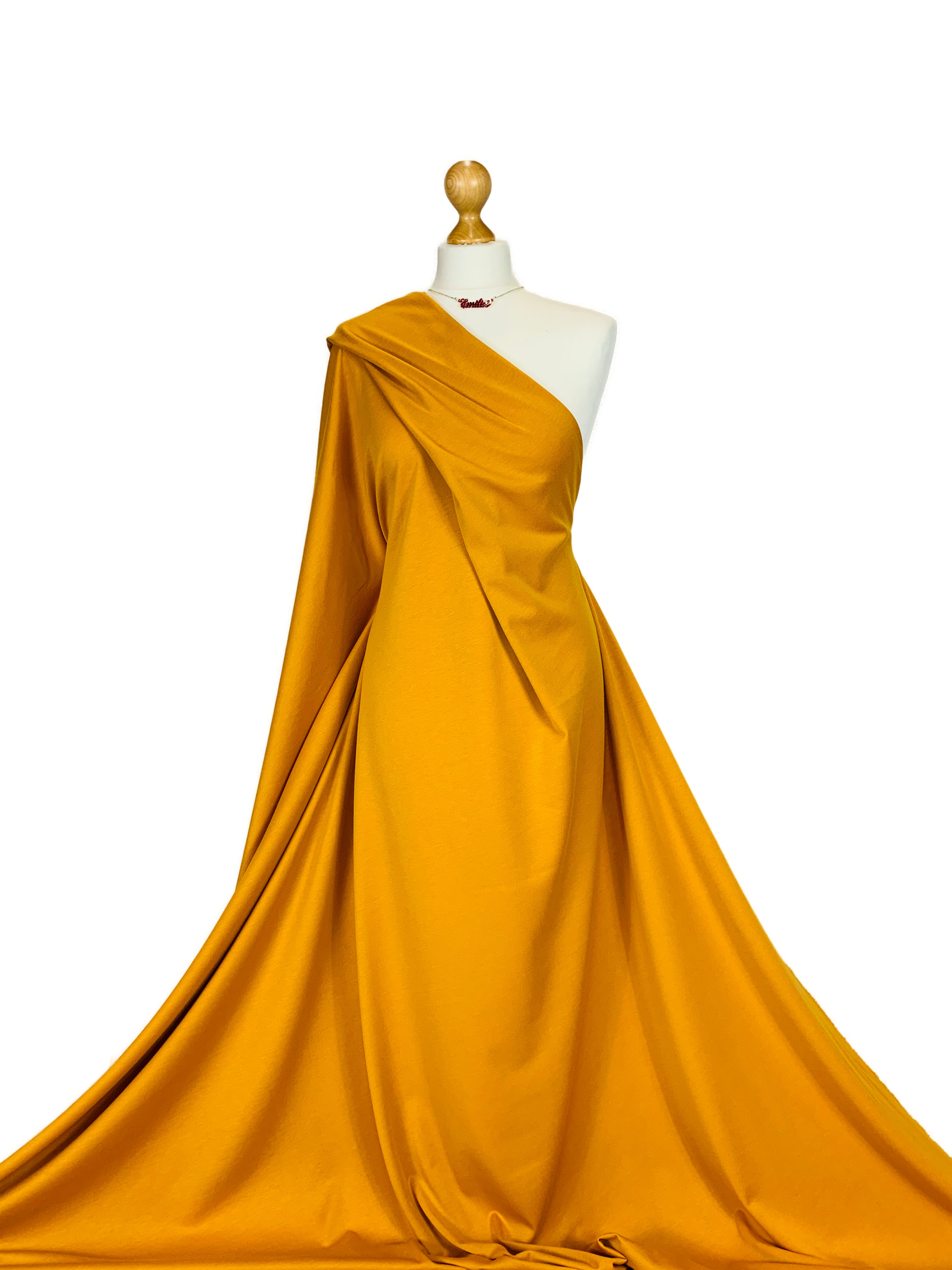 Buy mustard Ponte Roma Stretch Jersey Fabric