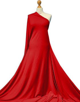 Buy red Bamboo Jersey Fabric - 4 Way Stretch Soft Dressmaking Fabric by the Metre