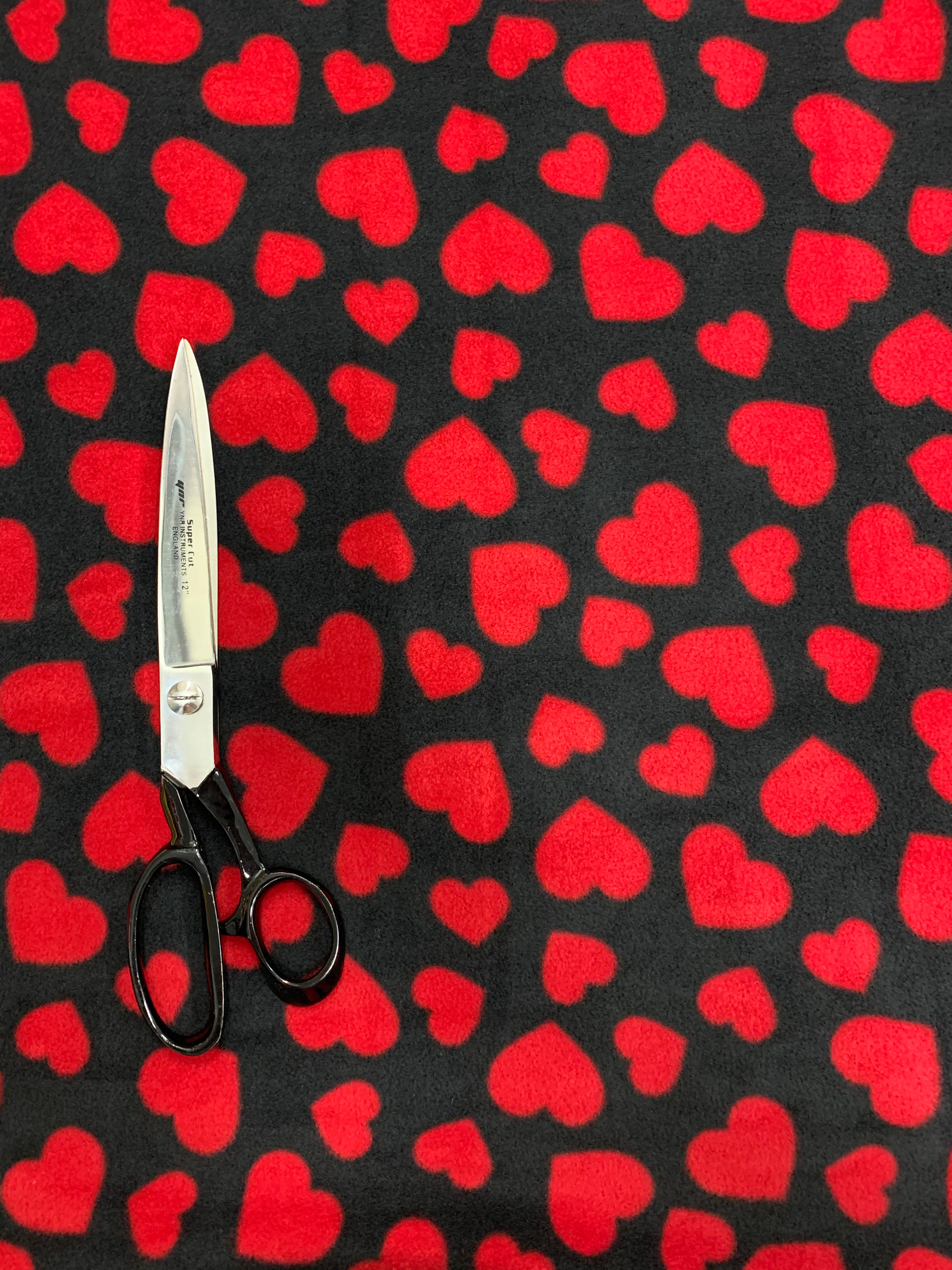 Printed Polar Fleece Fabric Hearts Prints