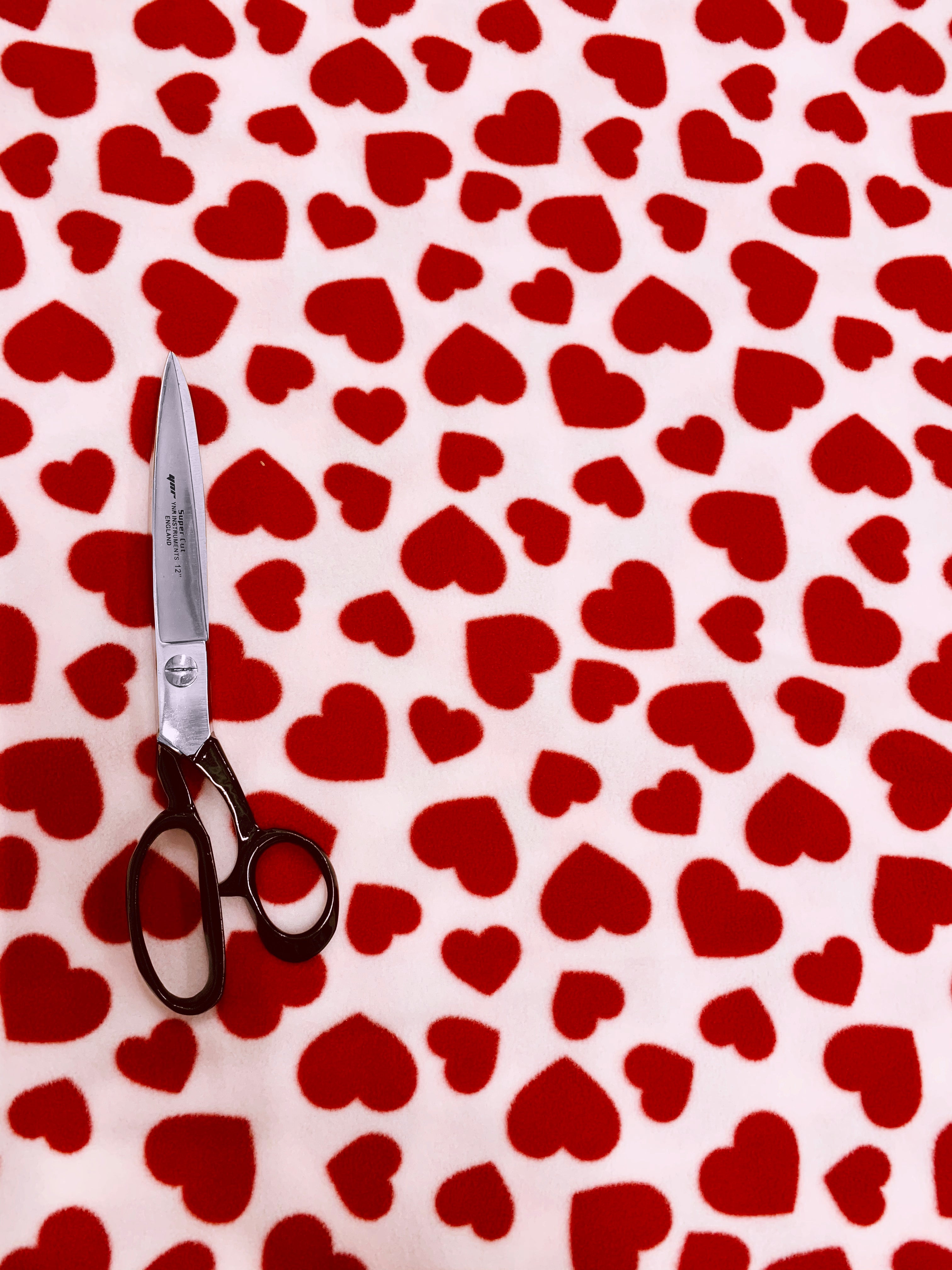 Printed Polar Fleece Fabric Hearts Prints