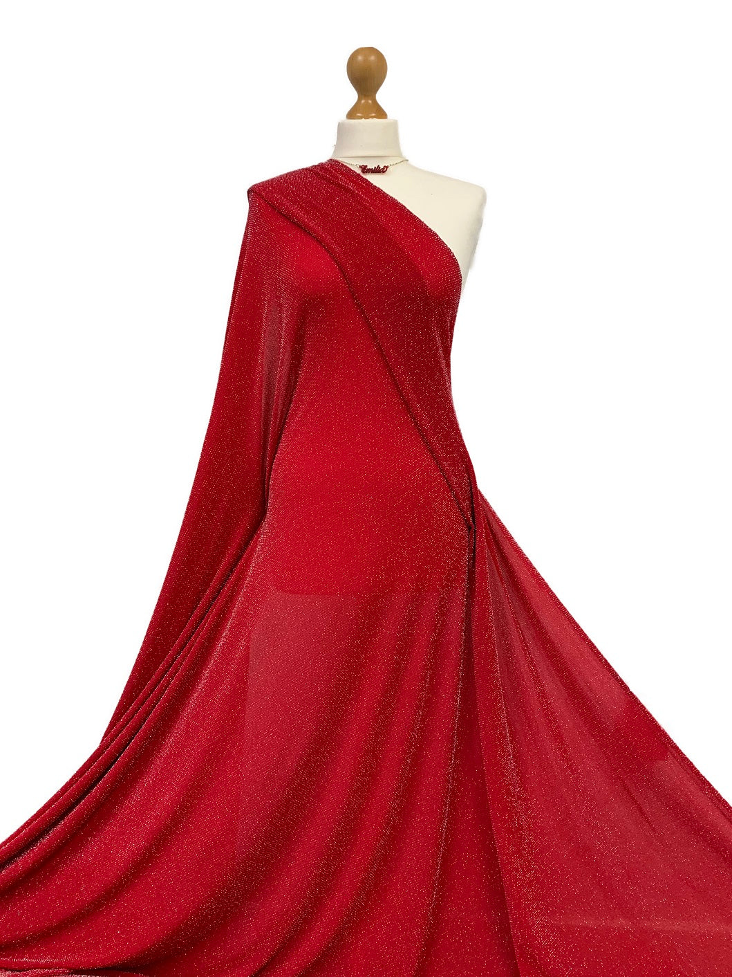 Buy silver-on-red Lurex Dot Jersey Stretch Fabric