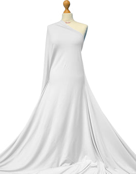 Buy white Bamboo Jersey Fabric - 4 Way Stretch Soft Dressmaking Fabric by the Metre
